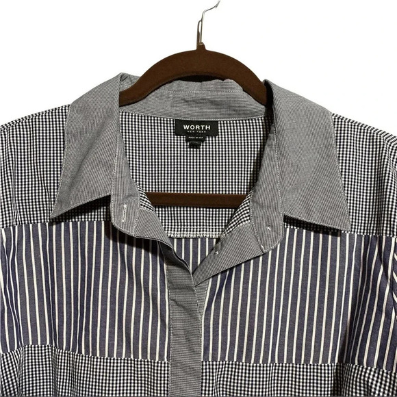 Worth Striped Checkered Block Long Sleeve Button Down Shirt Size X-Large - Picture 3 of 8